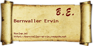 Bernvaller Ervin névjegykártya